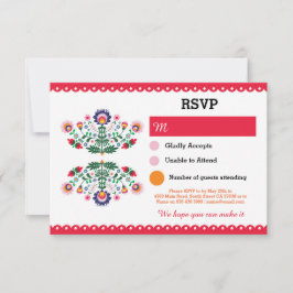 Cartão Vermelho de Resposta Festa Mexicana de Casa