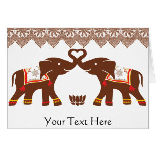 Cartão vermelho do amor do elefante do Henna