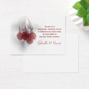 Cartão vermelho do favor da caridade do casamento