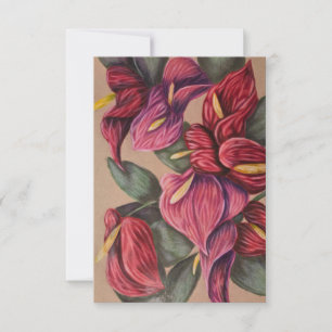 cartão vermelho e cor-de-rosa de antrúcio