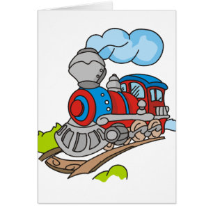 Cartão Vermelho e trem azul