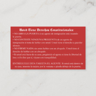 Cartão vermelho espanhol - Cartão de direitos de i