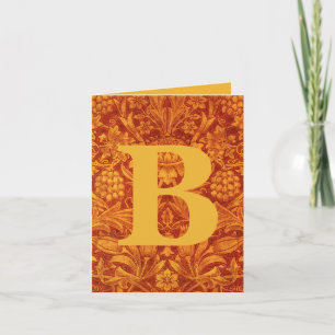 Cartão Vermelho Floral e Amarelo Dourado Wm Morris com In