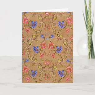 Cartão Vermelho Imperial & Dourado Motivo Floral Entrelaç