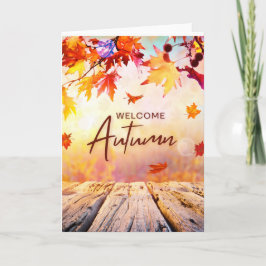 Cartão Vermelho Laranja Natural Outono Estação