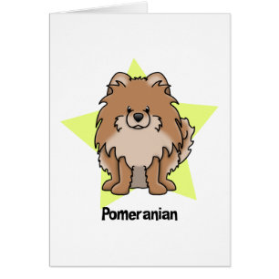 Cartão Vermelho Pomeranian da estrela de Kawaii