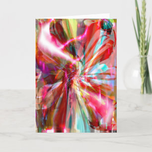 Cartão Vermelho Rosa Aqua Amarelo Abstrato Branco Flor