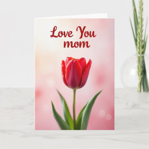 Cartão Vermelho Tulipa Ama Mãe