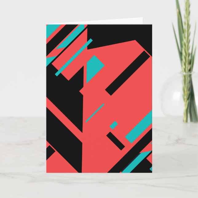 Cartão Vermelho Verde sobre Abstrato Geométrico Design (Frente)
