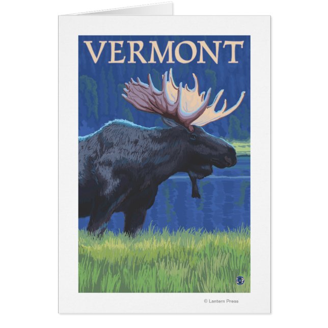 Cartão VermontMoose na Lua (Frente)
