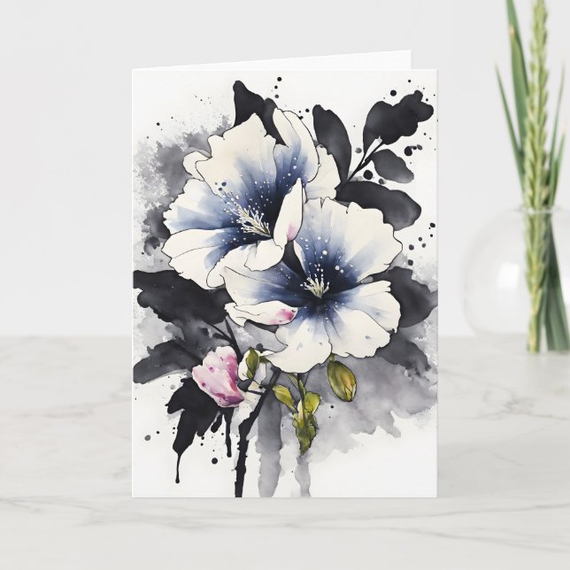 Cartão Veronica - Flores aquarela (Frente)