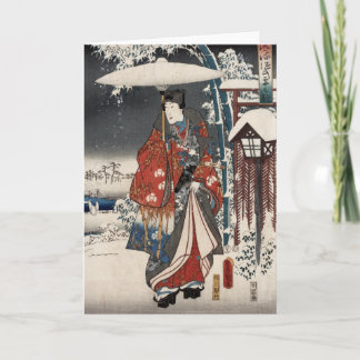 Cartão Versão moderna do conto de Genji na cena da neve