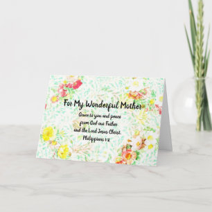 Cartão Versículo Bíblico Floral Dia das Mães Filipenses 1
