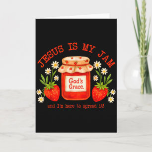 Cartão Versículo da Bíblia Cristã Fé Morango Jesus É Meu