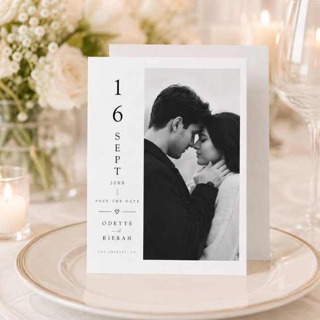 Cartão Vertical de Data de Casamento Save The Date (Criador carregado)