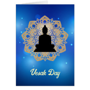 Cartão Vesak Day Buddha e Mandala Vaisakha Purnima