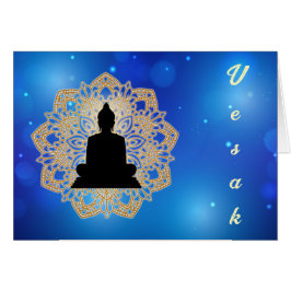 Cartão Vesak Day Buddha e Mandala Vaisakha Purnima