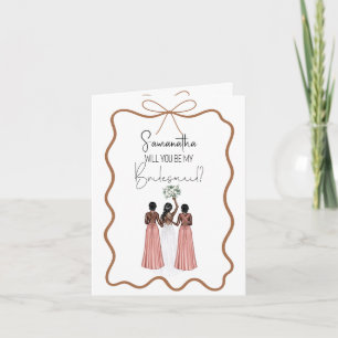Cartão Vestido de cetim rosa elegante Proposta de Damas d