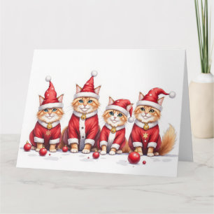 Cartão Vestido de Natal de Gato Persa Chapéu de Papai Noe