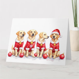 Cartão Vestido de Natal do Labrador com Chapéu de Papai N