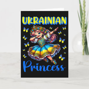 Cartão Vestido de Princesa Ucraniana Dab Girl Bandeira He
