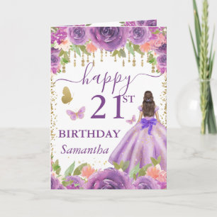 Cartão Vestido Roxo Princesa Morena Aniversário