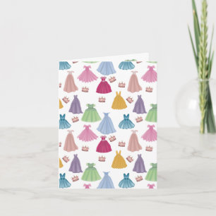 Cartão Vestidos de Princesa Conto de Fadas Padrão Menina