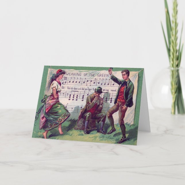 Cartão Vestir-se aciganado irlandês do gabarito verde (Frente)