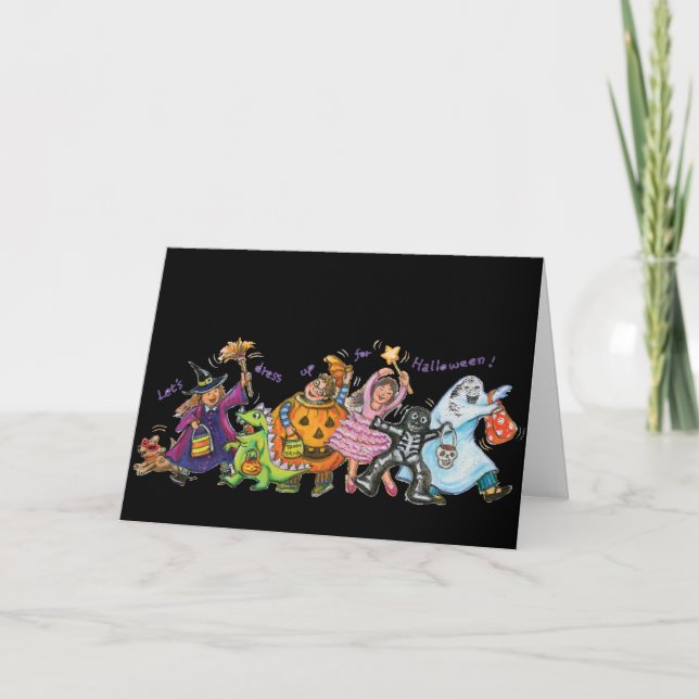 Cartão Vestir-Se Para O Halloween (Frente)