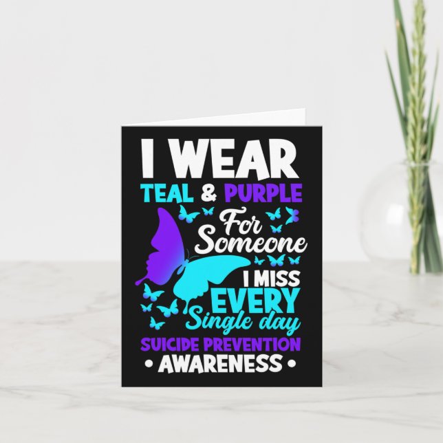 Cartão Vestir Teal &amp; Roxo Para Alguém Que Sinto Falta (Frente)
