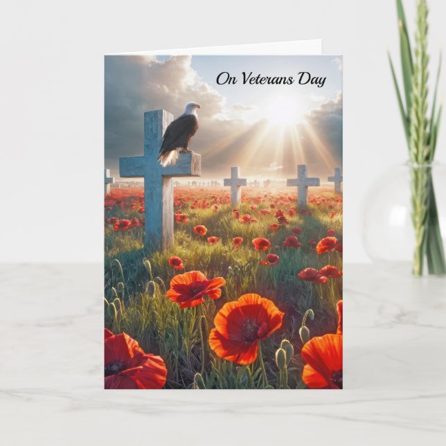 Cartão Veteranos Dia da Águia Balda Na Cruz Militar (Frente)