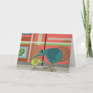 Cartão Vetor Kiwi Família Bird