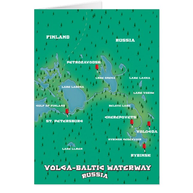 Cartão Via navegável Volga-Báltico Rússia (Frente)
