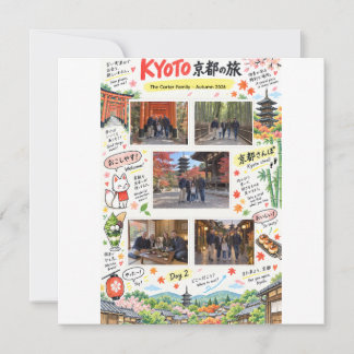 Cartão Viagem a Kyoto Japão 5 Colagem de Fotos Zine de Vi