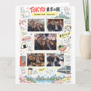 Cartão Viagem a Tóquio Japão 5 Colagem de Fotos Zine de V