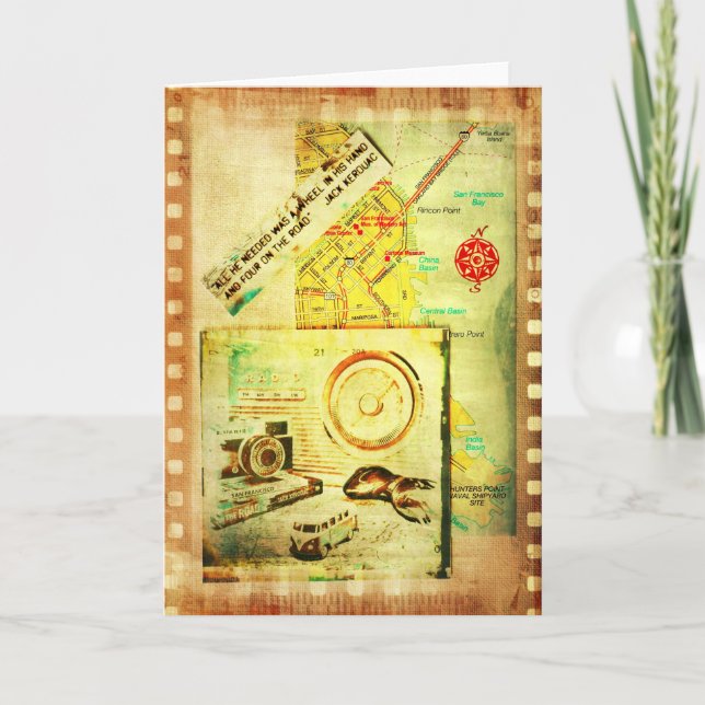 Cartão Viagem da Costa Oeste com a citação de Jack Kerouc (Frente)