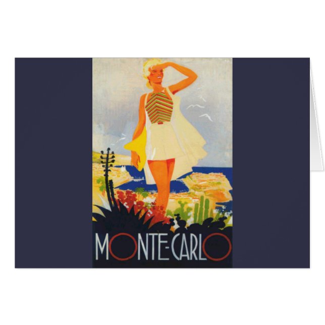 Cartão Viagem da praia Monte Carlo, Moça Moda (Frente Horizontal)