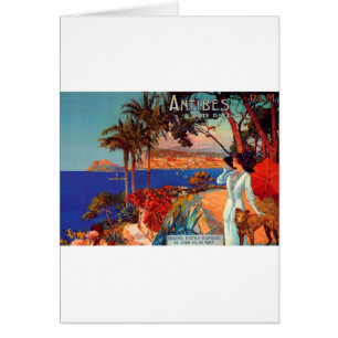 Cartão Viagem de Antibes Cote d'Azur do vintage