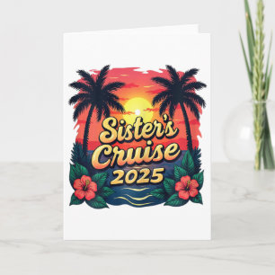 Cartão Viagem de Cruzeiro das Irmãs Vintage Pôr do Sol Cr