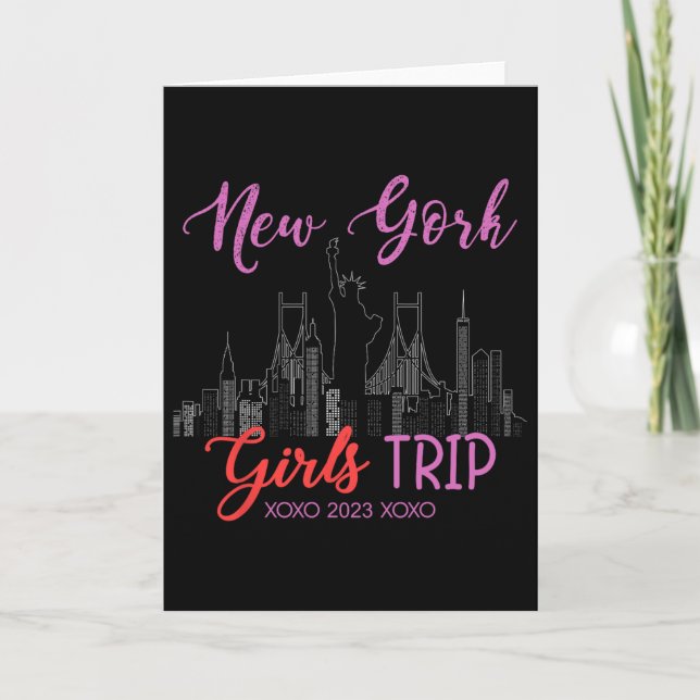 Cartão Viagem de Meninas de Nova York 2023 Férias em Nova (Frente)