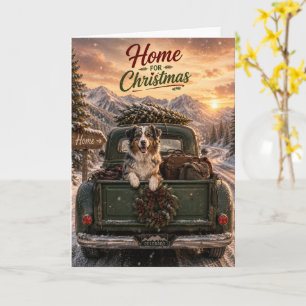 Cartão Viagem de Natal com Australian Shepherd