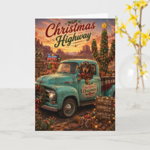 Cartão Viagem de Natal de Dachshund Estrada de Natal