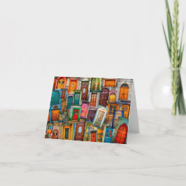 Cartão Viagem de Padrão de Colagem de Porta de Vintagem E