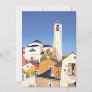 Cartão Viagem de Turismo na Itália Vintage Seaside Villag