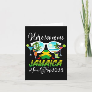 Cartão Viagem em Família Engraçada Jamaica 2025 Preta V-n