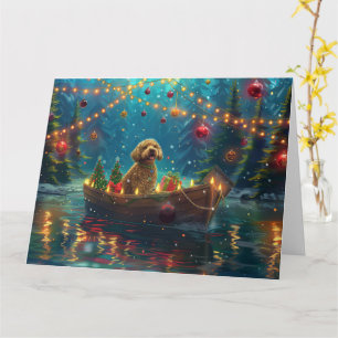 Cartão Viagem Festiva de Natal do Goldendoodle
