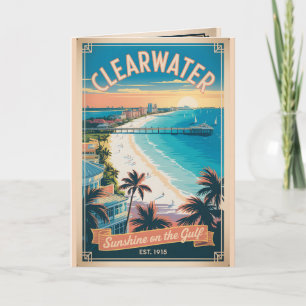 Cartão Viagem Retro Clearwater Flórida Vintage