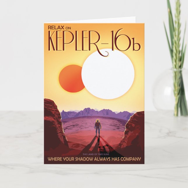 Cartão Viagem Sci-Fi Ad, Planet Kepler-16b (Frente)