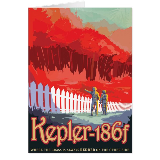 Cartão Viagem Sci-Fi Ad, Planet Kepler-186f (Frente)