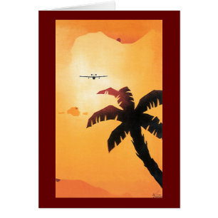 Cartão Viagens vintage, Avião Sobre Ilhas Havaianas